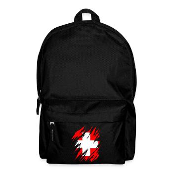 Switzerland Flag Vintage Cross Distressed Look Swiss - Backpack - black - Front