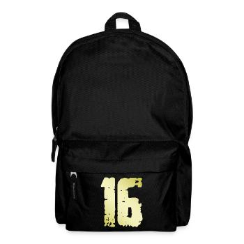 16 Zahl Vintage - Rucksack - Schwarz - Vorne