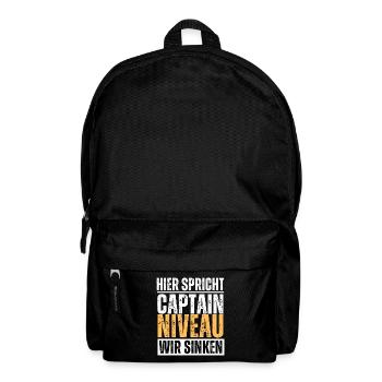 Captain Niveau. Feiern Party Lustiger Spruch Bier - Rucksack - Schwarz - Vorne