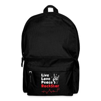 Live Love Peace Rockstars - Rucksack - Schwarz - Vorne