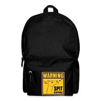 Warning - Spit happens | Funny llama design - Backpack - black - Front