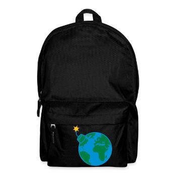 angezuendet erde planet welt rund kugel kreis text - Rucksack - Schwarz - Vorne