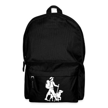 Walking With Dog Icon Outdoor Pets Logo - Backpack - black - Front