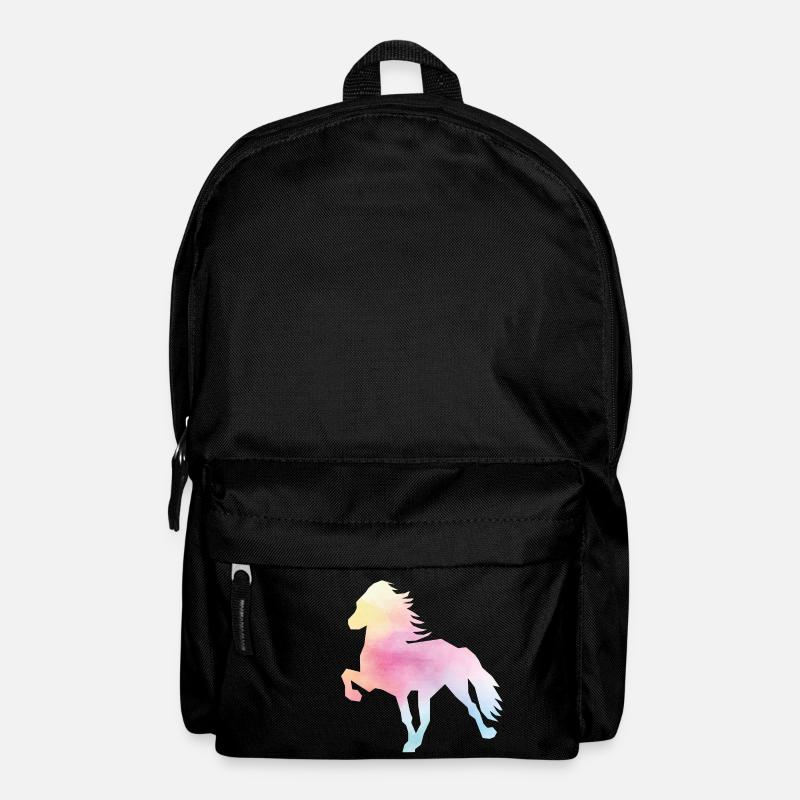 Islandpferd Watercolor rainbow - Rucksack - Schwarz