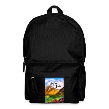 EG Berge I Grüss Gott I wandern hiking I Aquarell - Rucksack - Schwarz - Vorne