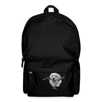 Golden retriever (blanc) dans le trou métallique - Sac à dos - noir - Devant