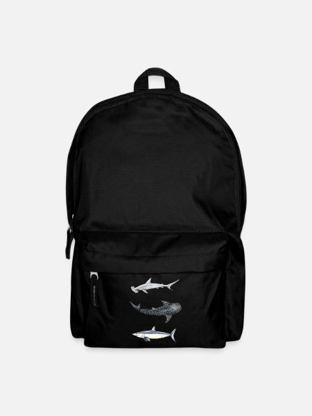 Trio de requins: requin marteau, baleine, mako - Sac à dos - noir