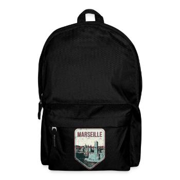 Badge retro, Marseille France est ma ville natale - Sac à dos - noir - Devant