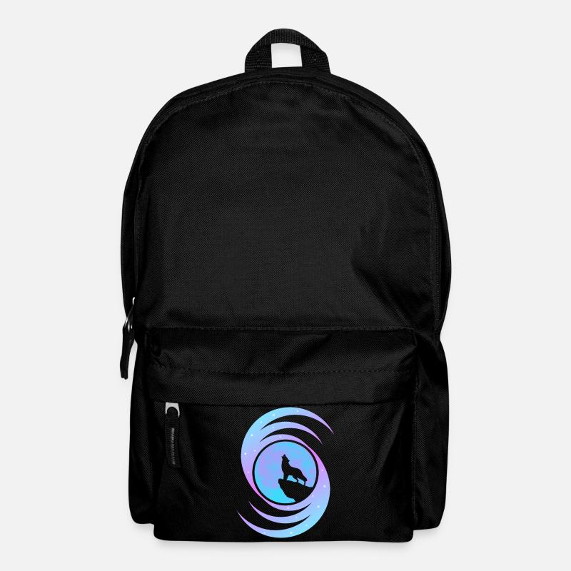 Wolf howling at the moon in the galaxy - Backpack - black