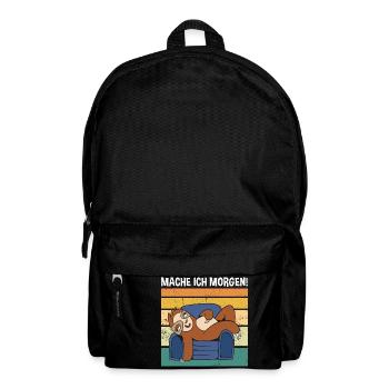 Mache Ich Morgen! Süßes Faultier - Rucksack - Schwarz - Vorne