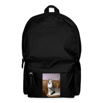 Calico Katzenporträt im Holzambiente - Rucksack - Schwarz - Vorne
