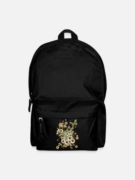 Blossoms over blossoms - Flowers Flora Butterfly - Backpack - black