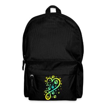 Herz mit Pfötchen und Sternen - Rucksack - Schwarz - Vorne