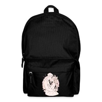 Wedding Watercolor Anime Chibi Bride and Groom - Backpack - black - Front