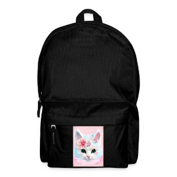 Weiße Katze - Rucksack - Schwarz - Vorne