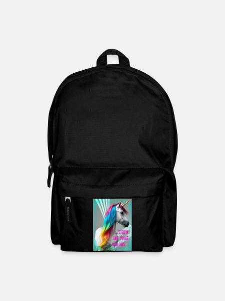 Regenbogeneinhorn - Rucksack - Schwarz