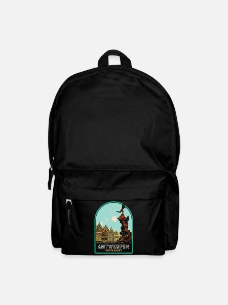 Malerische Illustration des Grand Place - Rucksack - Schwarz