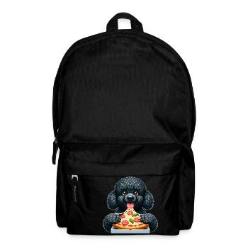 Black poodle loves pizza funny dog - Backpack - black - Front
