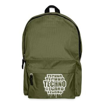 Viele Techno Graffiti Spray Tropfen Musik Spruch - Rucksack - Olivgrün - Vorne