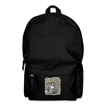 Illustration d’un chat sphynx parmi les fleurs - Sac à dos - noir - Devant