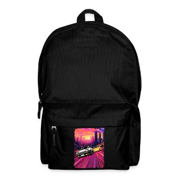 Illustration de poursuite en voiture de ville au néon - Sac à dos - noir - Devant