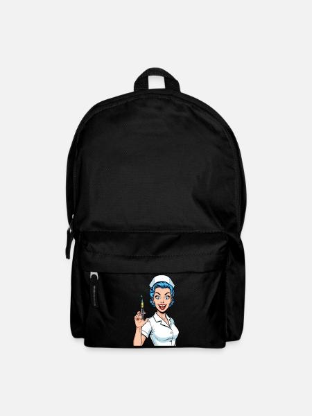 Verrückte Krankenschwester Comic Pop Art Spritze - Rucksack - Schwarz