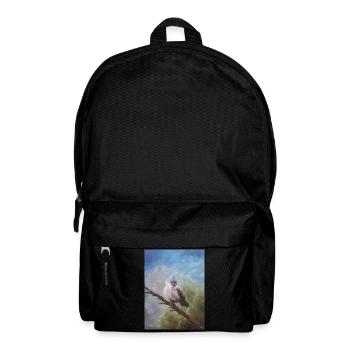 Whimsical Blue-Crested Bird Illustration - Backpack - black - Front