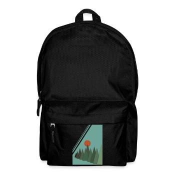 Abstrakte Berglandschaft mit roter Sonne - Rucksack - Schwarz - Vorne