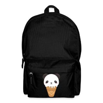 Panda mignon Kawaii, amateur de nourriture - Sac à dos - noir - Devant