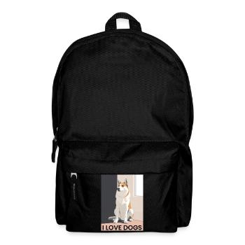 Pretty dog with dog love motto - Backpack - black - Front