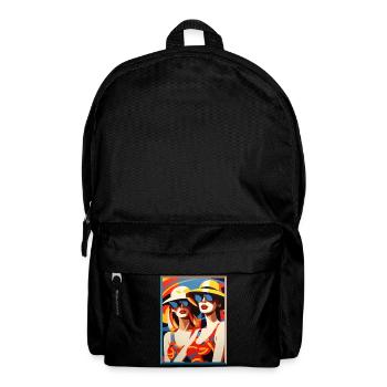 Pop Art Two Ladies with Summer Hat Sunglasses - Backpack - black - Front