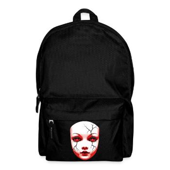 Creepy Halloween Doll Mask Portrait Art - Backpack - black - Front