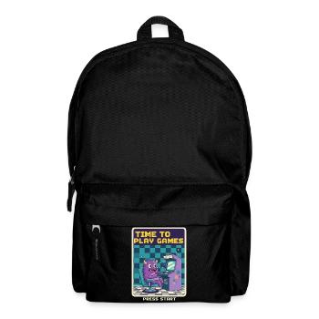 Time To Play Games Monster Retro Pixel Arcade Gift - Backpack - black - Front