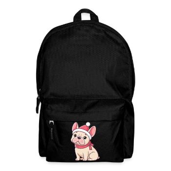Weihnachtsbulldogge mit Hut und Schal - Rucksack - Schwarz - Vorne
