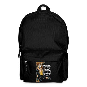 Bouldering instead of therapy – Funny climbing shirt - Backpack - black - Front