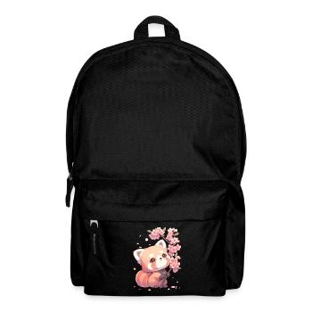 Süßer Roter Panda Sakura Kirschblüte Chibi Style - Rucksack - Schwarz - Vorne