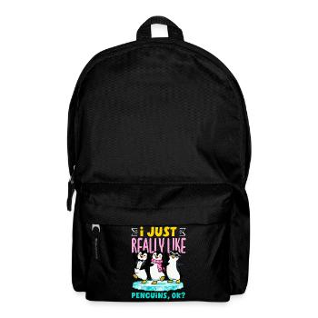 Pingouin mignon - Cadeau pour l’amoureux des manchots - Sac à dos - noir - Devant