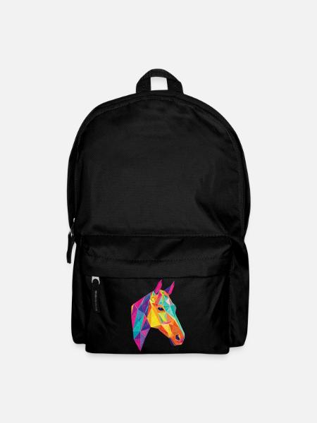 Geometrisches Pferd Farbfluss Pferdekopf - Rucksack - Schwarz