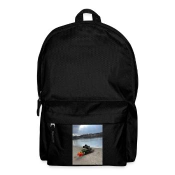 A shoe on the edge with a flower - Backpack - black - Front