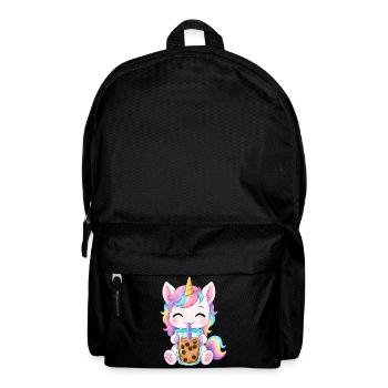 Niedlicher Einhorn mit Bubble Tea - Rucksack - Schwarz - Vorne