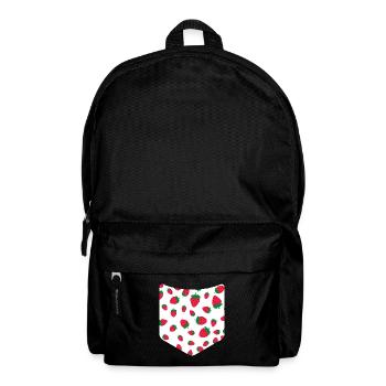 Summer Fruit Strawberries Pattern Breast Pocket Strawberry - Backpack - black - Front