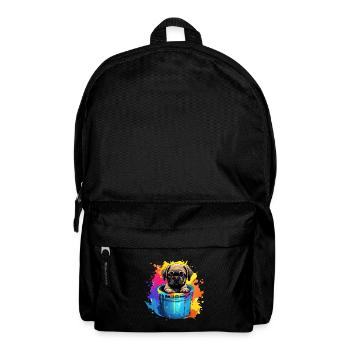 Mops Niedlicher Hund Farbeimer - Rucksack - Schwarz - Vorne