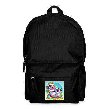 Licorne drôle - Magie, paillettes et amusement - Sac à dos - noir - Devant