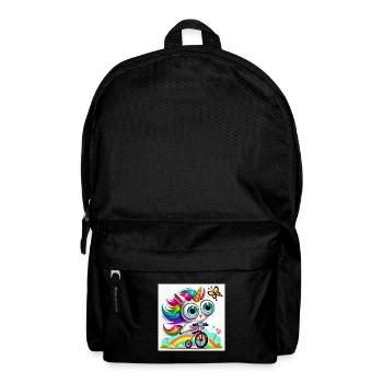 Funny unicorn on bike - Backpack - black - Front