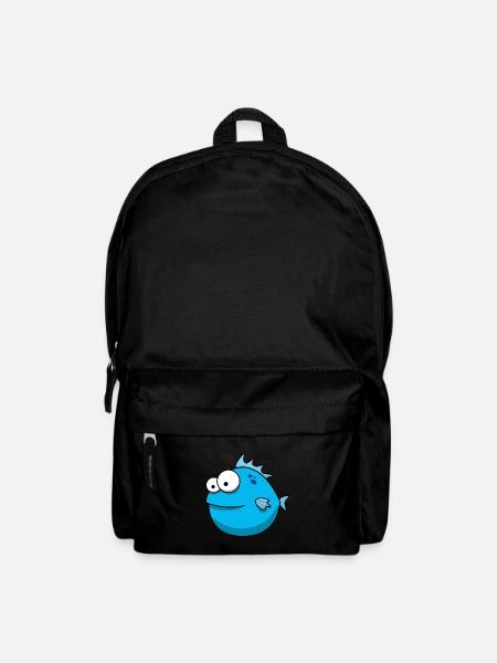 Blue cartoon fish - Backpack - black