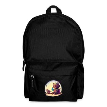 Petit robot mignon avec une bouteille d’eau et des collations - Sac à dos - noir - Devant