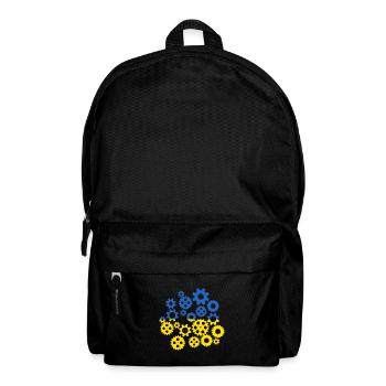 Ukraine Flagge Zahnräder Ukrainische Fahne - Rucksack - Schwarz - Vorne