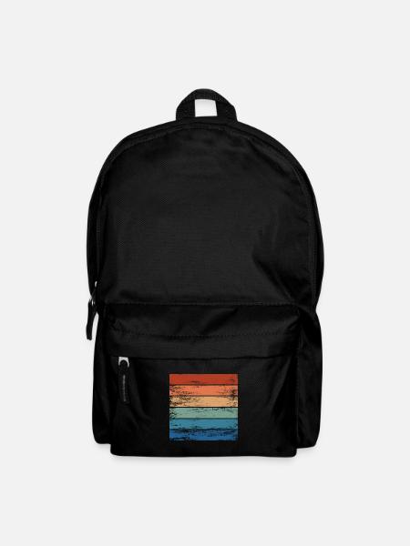 Retro Regenbogen Distressed Hintergrund Motiv - Rucksack - Schwarz