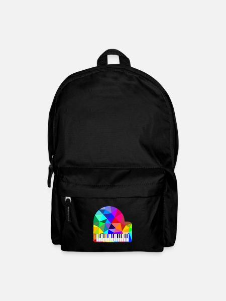 Bunte Regenbogen Klavier Polygon Pianist Rainbow - Rucksack - Schwarz