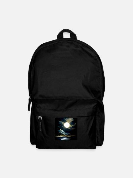 Full moon and moonlight on water at night - Backpack - black